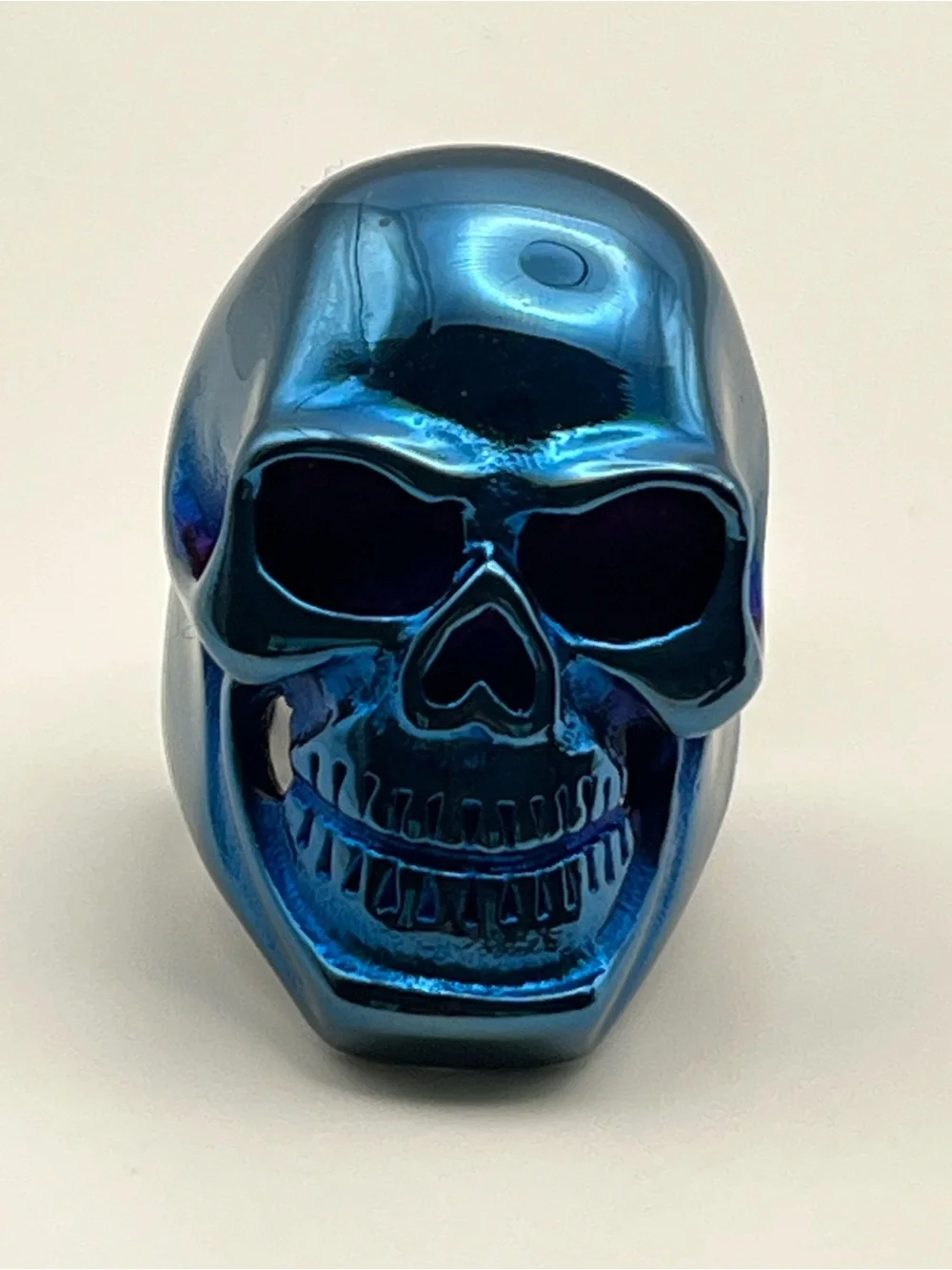Stainless Steel Blue Metallic Skull Ring Size 12